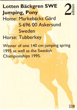 1995 Collect-A-Card Equestrian #228 Lotten Backgren / Tubberkey Back